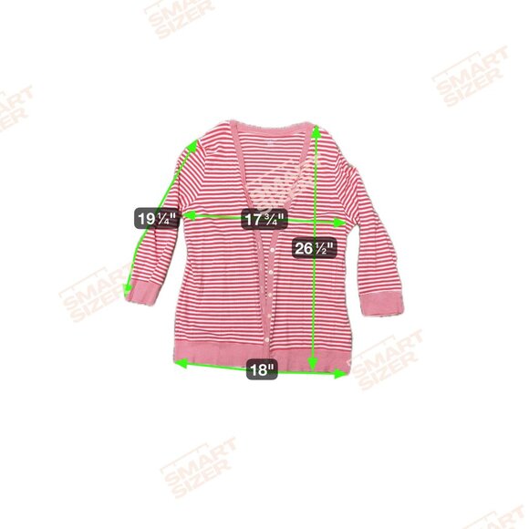 Lands End Striped Pink & White Cotton-Blend Button Cardigan Sweater Womens M - Picture 5 of 5